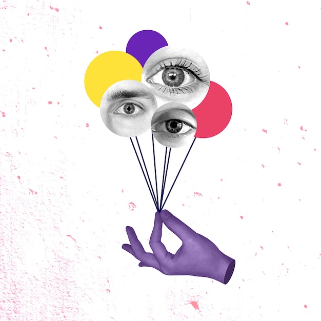 Collaje creativo surrealista Arte conceptual Diseño de fondo Ilustración Montaje de clips