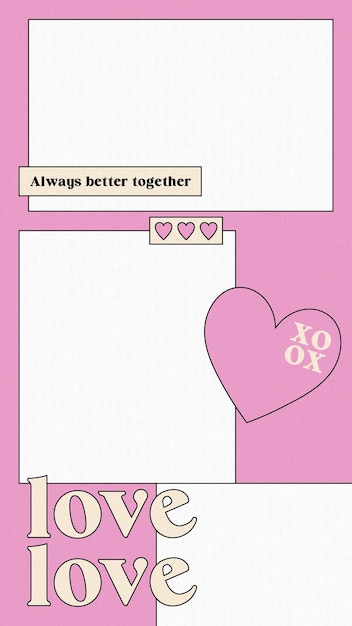 Collaje de fotos de amor rosado de PNG