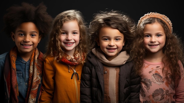 Collaje de niños felices de diferentes etnias