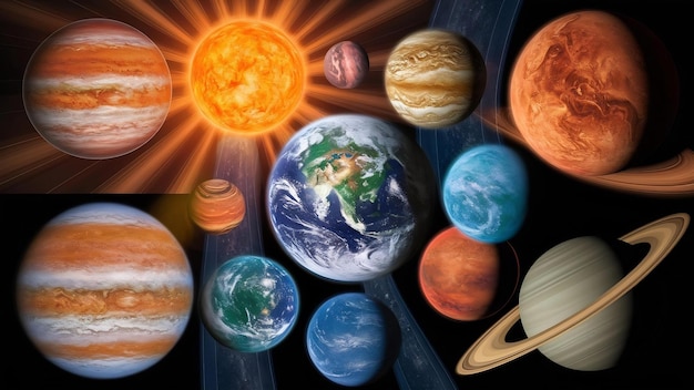 Foto collaje de planetas del sistema solar