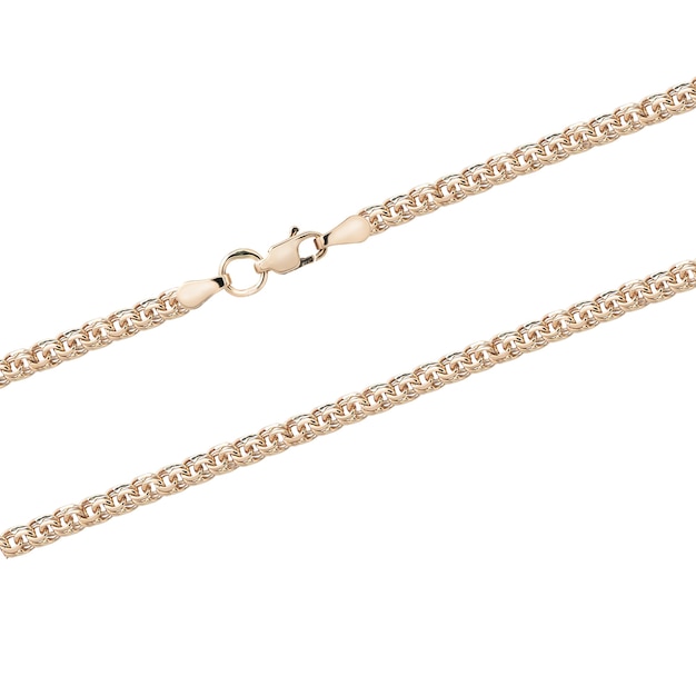 Collar colgante de oro plateado con cadena sobre fondo blanco aislado