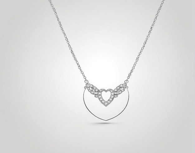 un collar en forma de corazón con diamantes