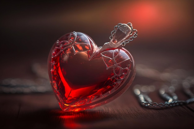Collar en forma de corazón rojo o collar de amor El corazón se convirtió en el símbolo presente en fechas especiales como