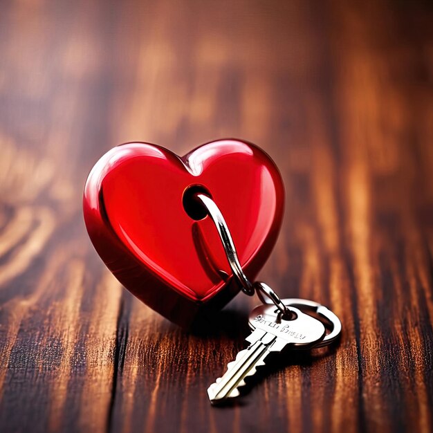 Foto collar de llaves en forma de corazón con llaves que simbolizan el desbloqueo del amor y el romance para celebrar san valentín