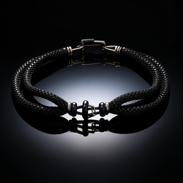 collar negro con material de cuerda hecho de tal manera