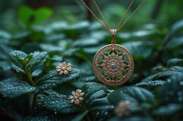 Collar de oro con diseño de flores