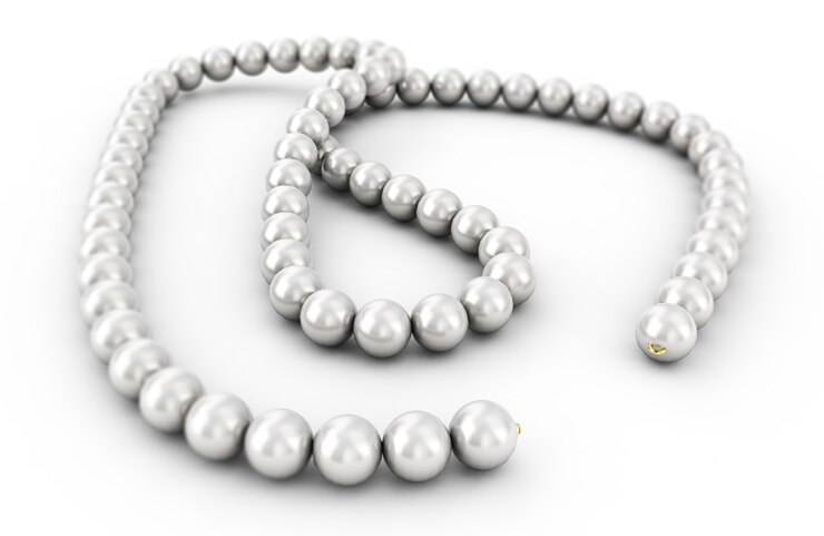 Foto collar de perlas aislado, render 3d