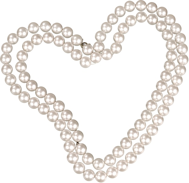 Collar de perlas en forma de corazón - Aislado