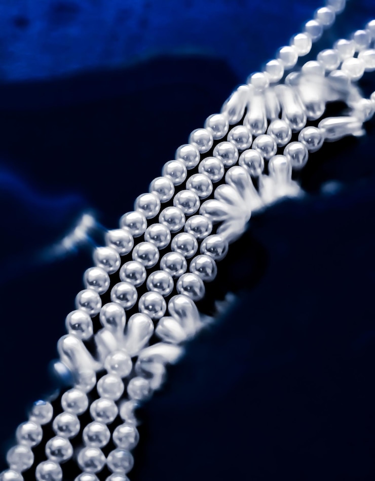 Foto collar de perlas de moda de joyería costera bajo el estilo de glamour de fondo de agua azul presente y regalo elegante para el diseño de banner de vacaciones de marca de joyería de lujo
