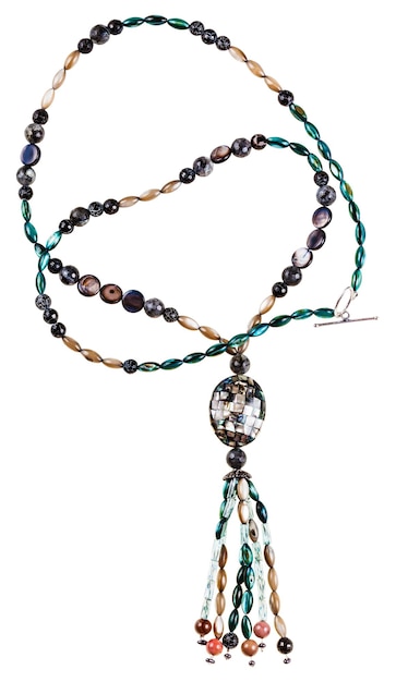 Collar de perlas de vidrio y nácar pulido