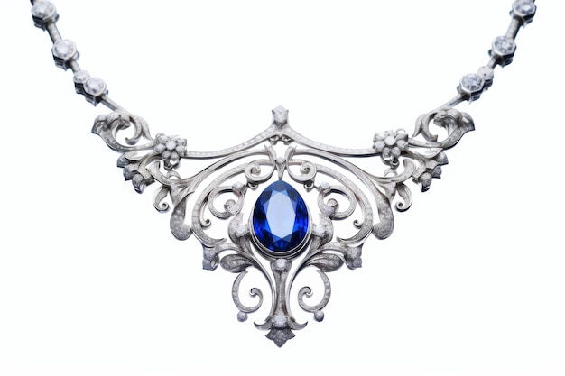 Collar de piedra azul que brilla brillantemente en la luz en una superficie blanca o clara Fondo transparente PNG