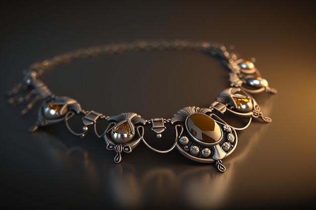 Un collar con una piedra de plata y oro y un colgante de piedra de plata.
