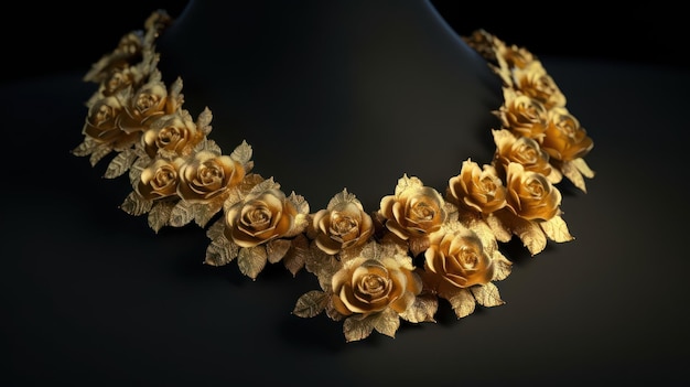 collar de rosas doradas