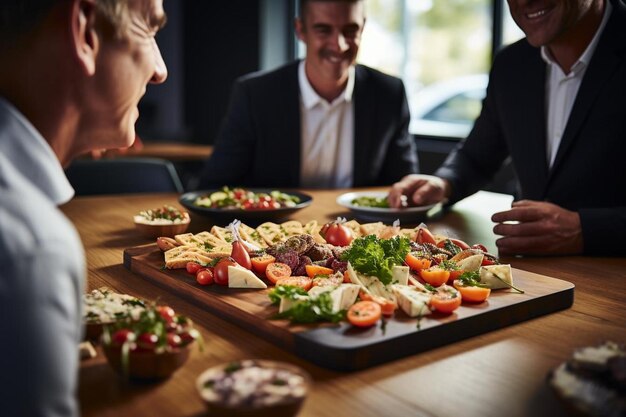 Foto colleagues enjoying anchovy antipasto anchovie image photography