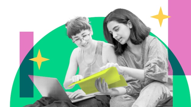 College-Freunde png-Aufkleber Bildung transparenter Hintergrund