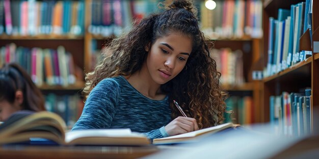 College-Student studiert mit Mentor in der Bibliothek