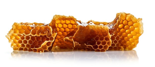 Foto colmeias em forma de poça hexagonal de mel voando e sentado abelha