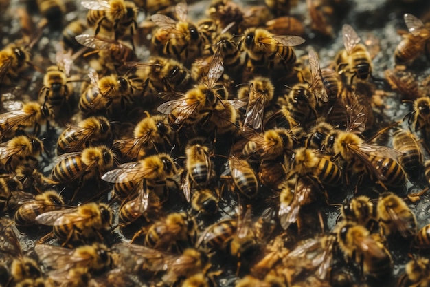 Foto una colmena llena de abejas