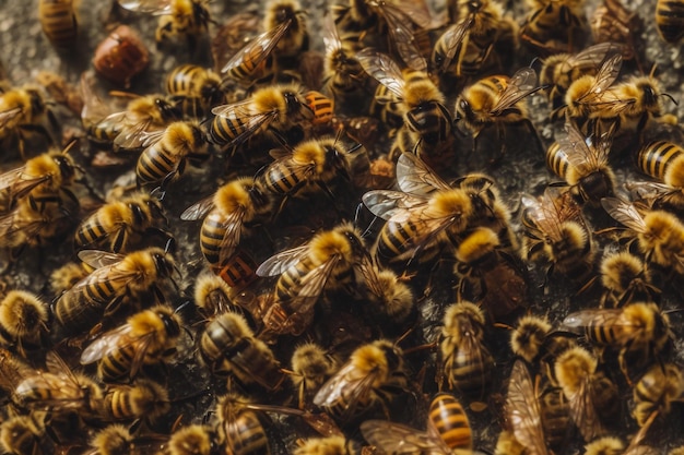 Foto una colmena llena de abejas