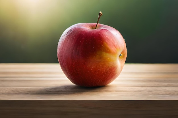 Se coloca una manzana mordida en la mesa.