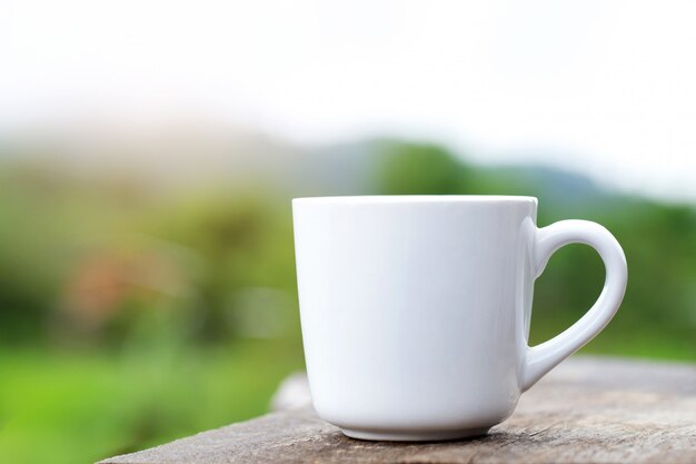 Se coloca una taza de café sobre la mesa con Natural Green