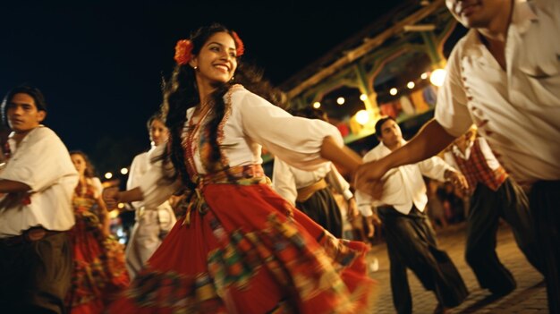 Foto colombianos disfrutando de la música y la danza tradicionales en una feria local