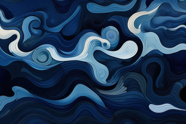 Una colonia bacteriana alargada con un patrón ondulado y un color azul oscuro que se asemeja a una ola giratoria