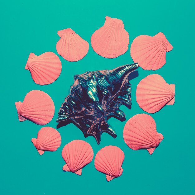 Coloque las cáscaras de mezcla. Ocean vibes Minimal art