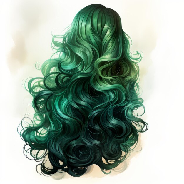 El color del agua de un modelo ombre cabello con esmeralda y negro