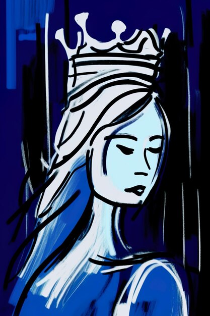 Color azul tema abstracto retrato de la cara de la mujer