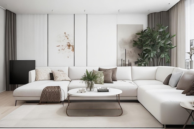 Color blanco Diseño interior moderno de la sala de estar Se inspira para su sala de estar