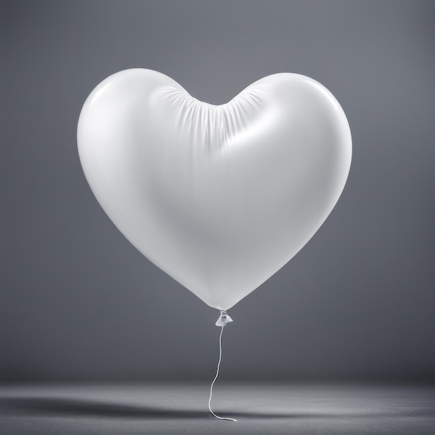 Foto color blanco globo en forma de corazón aislado sobre fondo gris