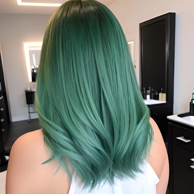 Foto color de cabello verde ceniza