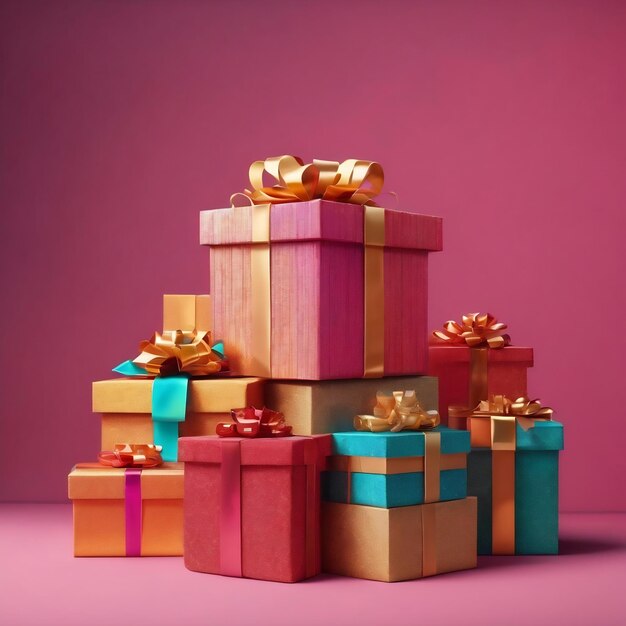 El color de la caja de regalos con compras en fondo de color