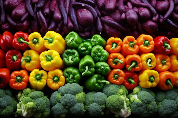 Foto color de las frutas y verduras