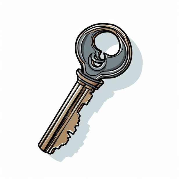 Foto color gris llave de llave vector de dibujos animados fondo blanco aislado