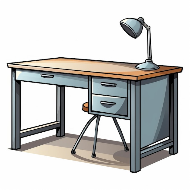 Foto color gris vector de dibujos animados de escritorio fondo blanco aislado