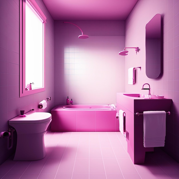 Color interior de baño Viva Magenta del año 2023. Plantilla moderna, color rojo carmesí burdeos.