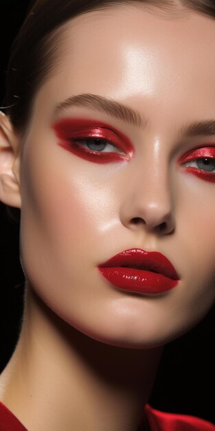 Un color de labios rojo para una modelo.