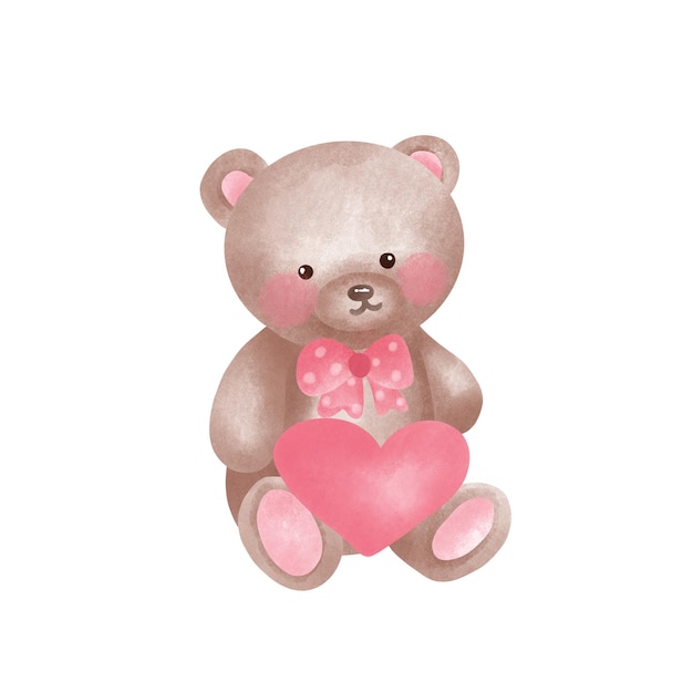 Color marrón de oso aislado en fondo blanco Día de San Valentín