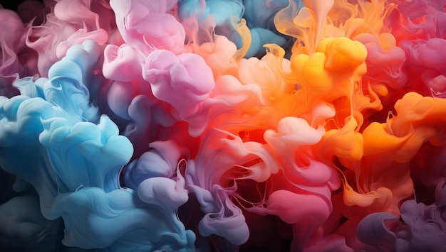Color naranja y rosa abstracto de salpicaduras de pintura AI generativa