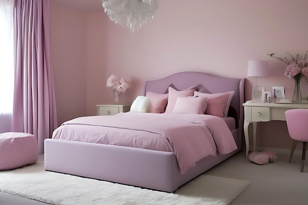 Color Pastel Creativo Dormitorio Elegante Diseño Interior Peculiar