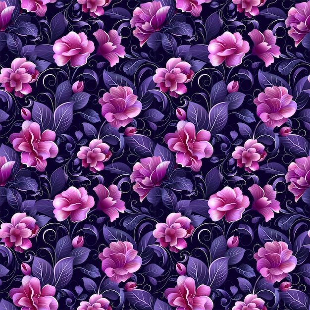 El color púrpura floral forma un patrón de tela natural sin costuras