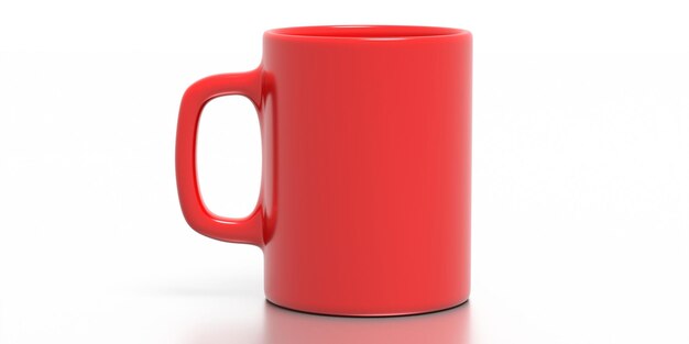 Color rojo de la taza de café aislado sobre fondo blanco Plantilla de maqueta de taza de bebida caliente Ilustración 3d