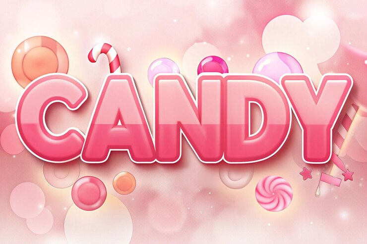 Foto color rosa 3d efecto de texto de caramelo