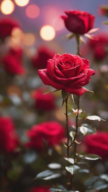 Color de rosa rojo carmesí borroso fondo de bokeh rosa granate rojo luces desenfocadas fondo