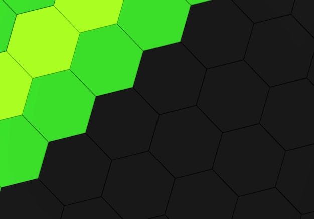 color verde y fondo de pared de patrón de forma hexagonal negro.