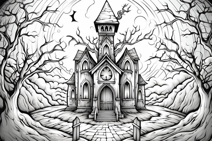 Foto coloração de páginas de halloween imagens de fundo e cópia