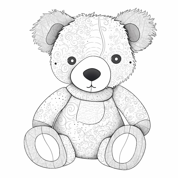 coloração fofa para crianças com ilustração de contorno de urso
