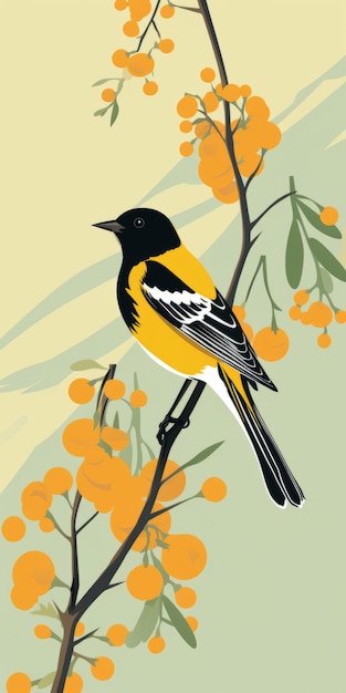 Foto coloração ousada uma ilustração transcendente da natureza de um pássaro preto e amarelo